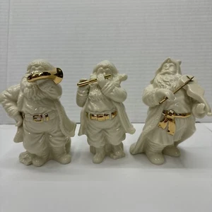 LENOX 3 Strumenti Musicali Babbo Natale Suona Bordo Bianco e Oro Porcellana 5in - Foto 1 di 7