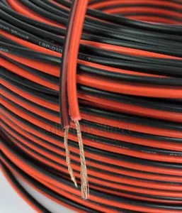 SPEAKER CABLE 100m RED BLACK HOOK-UP TWIN LOUDSPEAKER FIGURE OF 8 WIRE/CABLE - Picture 1 of 7