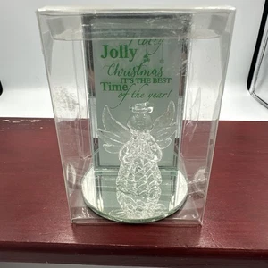 Engel Geschenk gedrehtes Kristallglas auf verspiegeltem Display "Have a Holly Jolly Christmas" - Bild 1 von 13