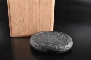 U7170: XF Chinese Charcoal Dragon BLACK INK/Solid sumi/koboku w/signed box - Picture 1 of 8