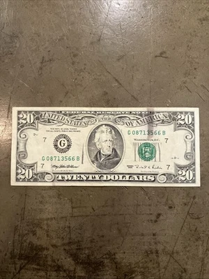 1995 US $20 Twenty Dollar Bill G08713566B Federal Note Paper Money - Image 1 of 4