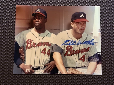 Eddie Mathews Signed Autograph 8x10 Photo Atlanta Braves W/ Hank Aaron - Image 1 of 2