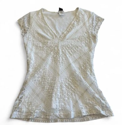 Blusa Top De Encaje Envolvente Y2K De Colección M Alambre Dorado Fairycore Marfil Romántico Capricho Foto 1 de 4