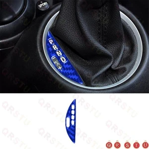 For MINI Cooper 2007-2010 Blue Carbon Fiber Gear Shift Control Panel Trim Cover - Picture 1 of 7