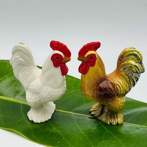 Hahn 2er Set Porzellan Keramik Figuren Schmuck kleines Mini Tier Mexiko 3" C - Bild 1 von 16