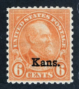 US Sc 664 Red Orange 6¢ 1929 Kans. Ovp't Original Gum Light Hinge Mark - Picture 1 of 1