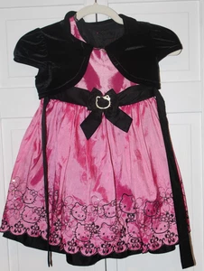 HELLO KITTY COLORS BEAUTIFUL PINK/BLACK PARTY DRESS W/BOLERO VELVET JACKET SZ 5 - Picture 1 of 5