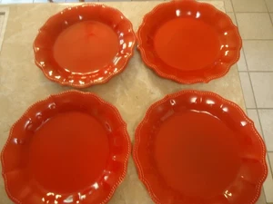 Set of 4 Pioneer Woman Paige Red 10 3/4 Dinner Plates MIB - Picture 1 of 6