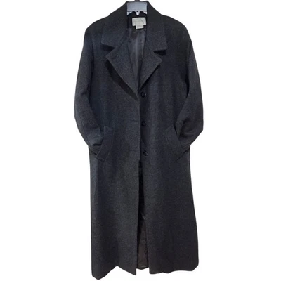 Abrigo largo de invierno Worthington para mujer carbón 80 % lana forrado talla 12 Foto 1 de 4