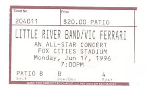 Little River Band & Vic Ferrari 6/17/96 Appleton WI Rare Ticket Stub - Picture 1 of 1