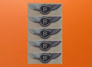 5 pcs Bentley Skylake Silver Chrome Color Sticker Logo Decal Badge 30mm x 9mm - Picture 1 of 1