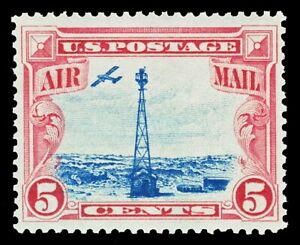 Scott C11 1928 5c Carmine & Blue Beacon Airmail Issue Mint VF OG NH Cat $10