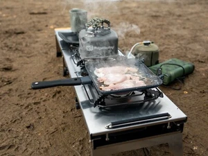 RidgeMonkey Barbecue Stazione di Cottura Singolo Doppio Piano Cottura Bruciatore a Gas Pesce Campeggio Fornello - Foto 1 di 23