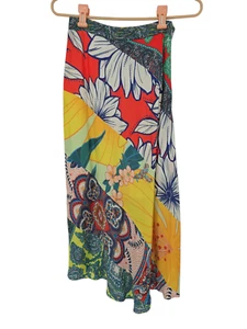 Farm Rio Size XS Midi Skirt A Line Flowy Floral Art to Wear Beachy Boho NWT - Picture 1 of 7