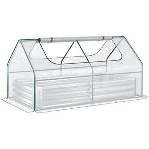 Galvanized Raised Garden Bed with Mini Greenhouse Cover Outdoor Metal Planter Bo - Picture 1 of 9