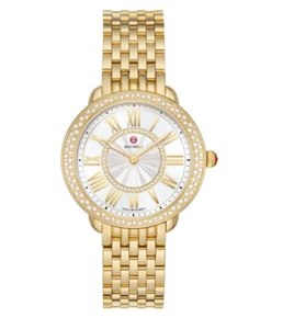 MICHELE Serein Mid Silver Dial 18-k Gold plated Women's Watch MWW21B000161 - Picture 1 of 2