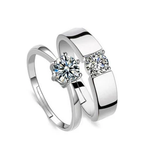2 Partnerringe Zirkonia Silber 925 Ring Trauringe Freundschaftsringe - Bild 1 von 6