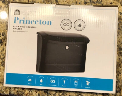New Architectural Mailboxes Brand Princeton Locking Wall Mount Mailbox Black - Image 1 of 3