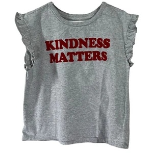 Gymboree Girls L 10-12 Gray Kindness Matters Shirt Ruffle Sleeve Graphic Tee - Picture 1 of 10