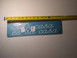 Vintage-Style "Mi Casa es Su Casa" Blue Metal Wall Sign 15" x 4" Home Decor - Picture 1 of 1