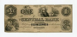 1861 $1 The Central Bank - Montgomery, ALABAMA Note - Bild 1 von 2