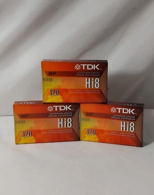 Lote de (3) fitas em branco para filmadora TDK Hi8 MP 120 grau premium novas lacradas - Imagem 1 de 4