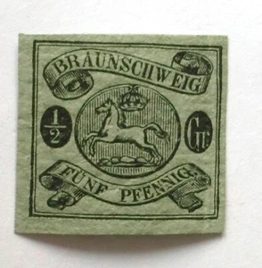 1861 Mi: 50,- MiNr 10 A Wappen 1/2 Gr. schwarz auf grün ungebraucht mit Falz - Bild 1 von 5