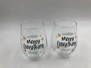 Holiday Time 17oz Merry Everything Stemless Wine Glass Set of 2 AA01B21019 - Picture 1 of 8