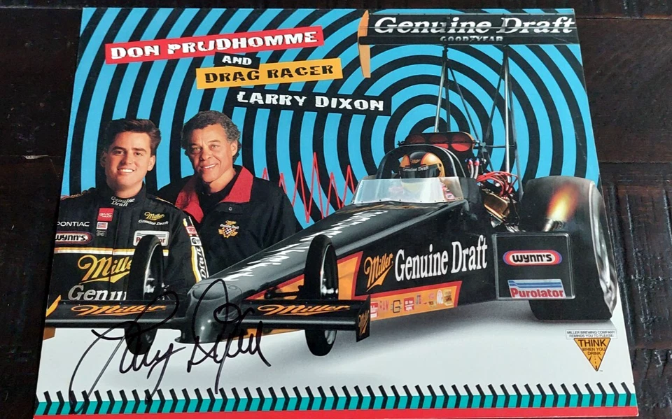 Tarjeta de héroe autógrafa Larry Dixon 1995 8x10 NHRA Drag Racing foto Prudhomme Foto 1 de 1