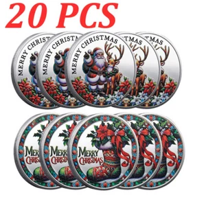 Moneda de Navidad 20 PIEZAS Moneda Conmemorativa Papá Noel Coleccionable Feliz Navidad - Imagen 1 de 6
