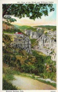 Postal vintage Cueva de los vientos y Williams Canyon Manitou Springs Colorado - Imagen 1 de 2