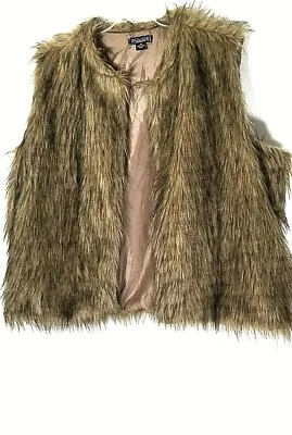 Women's Brown Faux Fur Sleeveless Vest Jacket 2X 22 24 Outerwear - Image 1 of 4