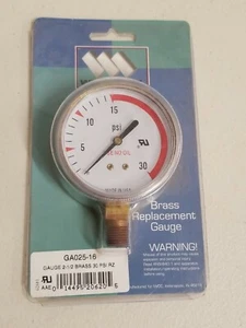 NEW Weldmark GA025-16 3" Brass Pressure Gauge 0-30 PSI *FREE SHIPPING* - Picture 1 of 6