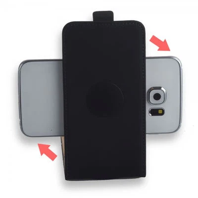 Custodia cellulare 360° universale stile flip con pad adesivo cover astuccio nero L-1 - Immagine 1 di 4