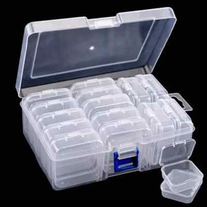 14pcs Clear Plastic Bead Storage Box Containers with Lid for jewellery and Craft - Picture 1 of 5