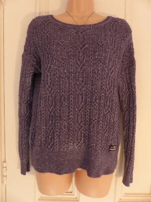Superdry size S blue mottled thin-medium knit long sleeved jumper, zips at sides - Image 1 of 4