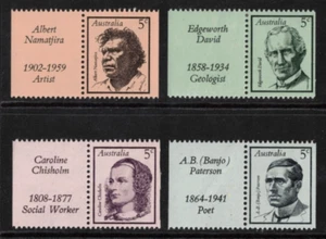 Juego de 4 estampillas de australianos famosos de Australia 1968 SG 432/5 MUH - Imagen 1 de 1