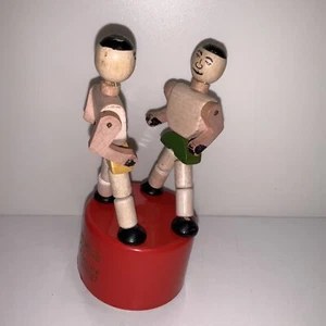 Kohner Wooden Push Puppet Toy Hit and Miss Boxers Plastic Base 1950s - Picture 1 of 13