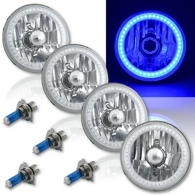 5-3/4 SMD Azul LED Halo Bombilla Halógena Faro Ojo de Ángel Cristal Transparente Juego de 4 Foto 1 de 4