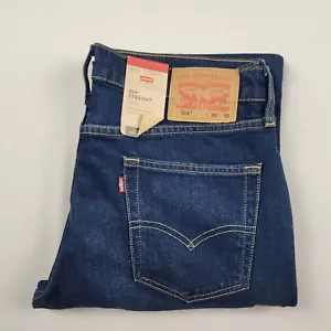 Levi's 514 Jeans Mens Straight Fit Dark Blue Denim Stretch Zip Fly NEW 005141655 - Picture 1 of 10