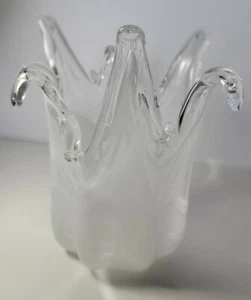 Murano Ocean Sea Splash White GLASS VASE - Picture 1 of 10