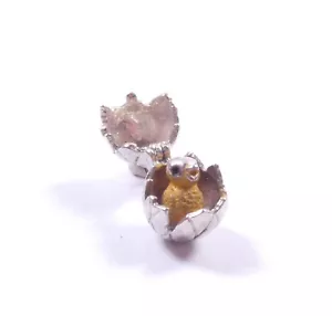 Dije de campana vintage huevo agrietado se abre a pollito pájaro plata de ley 925 3,5 g - Imagen 1 de 6