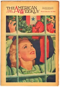 VINTAGE The AMERICAN WEEKLY 12-24-1944 WWII KUNST Sonnenzeitung OZNI BRAUN Cover - Bild 1 von 4