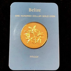 1980 BELIZE $100 GOLDEN ORCHID PROOF BOX COA FIRST DAY ISSUE 12kt GOLD 6,2g 33TB - Bild 1 von 7