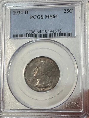 1934-D Washington Quarter PCGS MS64 Cert# 19494572 - Image 1 of 4