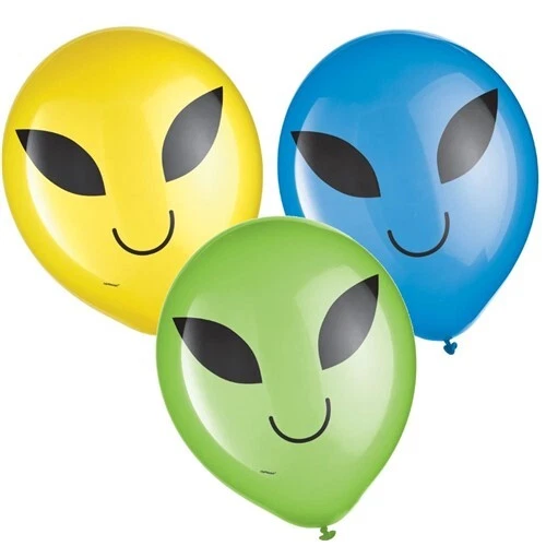 Globos de látex Alien de 12 pulgadas 15 por paquete espacio suministros y decoraciones para fiestas Foto 1 de 1