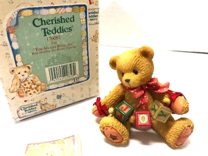 Cherished Teddies JOY Bear Holding Joy Blocks Figurine - Picture 1 of 4