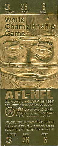 22KT GOLD SUPER BOWL 1 TICKET Willabee Ward GREEN BAY PACKERS Kansas City Chiefs Cover