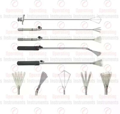 Ventilador de laparoscopia reutilizable de acero inoxidable retractor de hígado JUEGO DE 5 PIEZAS Foto 1 de 4