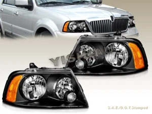 03 04 05 06 LINCOLN NAVIGATOR BLACK HEADLIGHTS Pair OE Style LAMPS - Picture 1 of 3